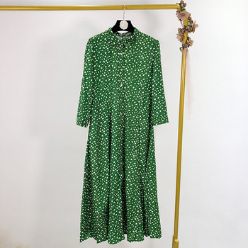 Rochie de dama lunga cu cravate in talie de culoare verde