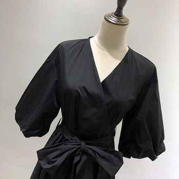 Női ruha V - nyakkivágással és 3/4 ujjú - szabású modell