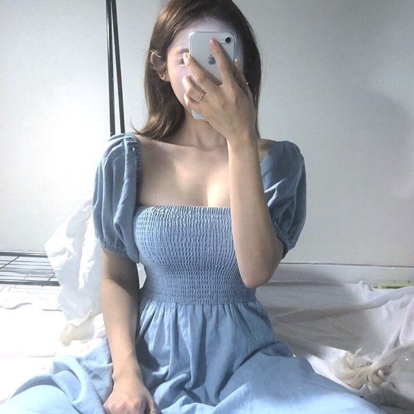 Női lezser hosszú, kék színű ruha