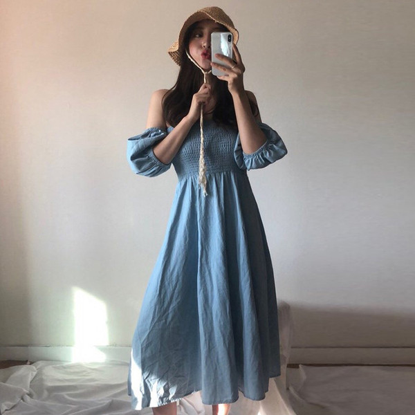 Női lezser hosszú, kék színű ruha