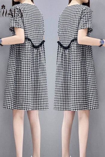 Rochie casual dama in carouri - model decupat