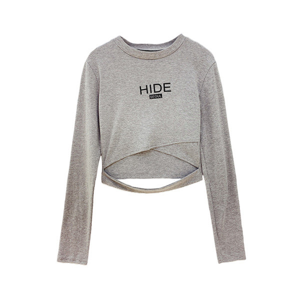 Modern női blúz felirattal és O-nyakkal