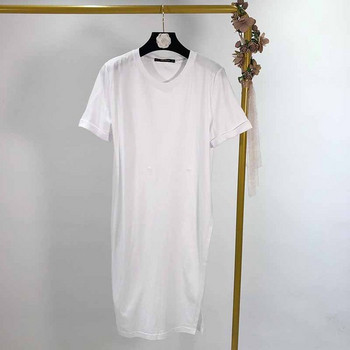 Rochie lungă de damă cu mâneci scurte de culoare albă