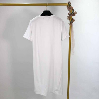 Rochie lungă de damă cu mâneci scurte de culoare albă