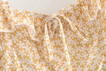 Rochie de dama cu bretele subtiri de culoare galbena