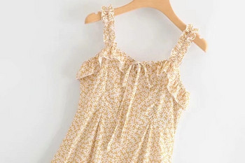 Rochie de dama cu bretele subtiri de culoare galbena