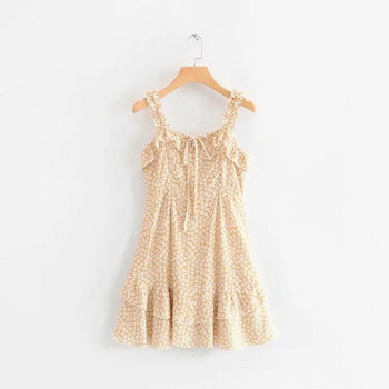 Rochie de dama cu bretele subtiri de culoare galbena