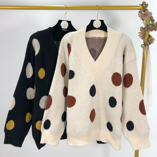 Női pulóver V-nyakkal, két színben