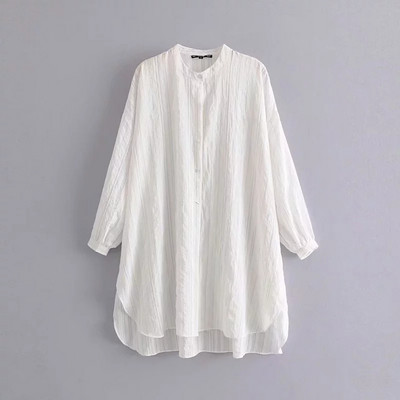 Cămașă casual de damă - model larg de culoare albă