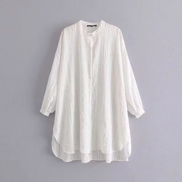 Cămașă casual de damă - model larg de culoare albă