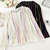 Modern női csíkos blúz O-nyakú - többféle színben