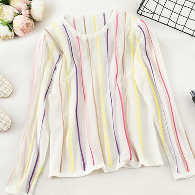 Modern női csíkos blúz O-nyakú - többféle színben