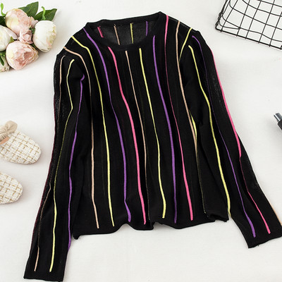 Modern női csíkos blúz O-nyakú - többféle színben