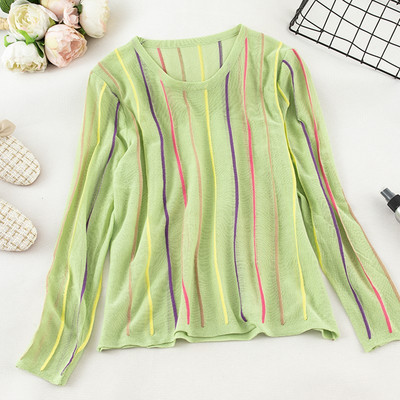 Modern női csíkos blúz O-nyakú - többféle színben