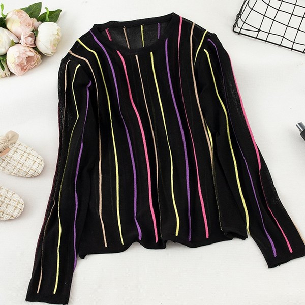 Modern női csíkos blúz O-nyakú - többféle színben