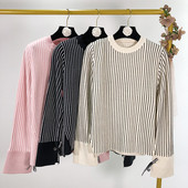 Női csíkos pulóver három színben