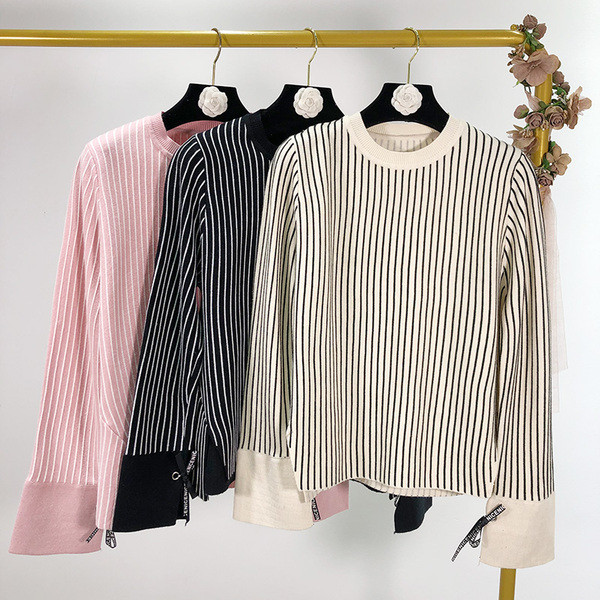 Női csíkos pulóver három színben