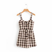 Női kockás overall - rövid modell