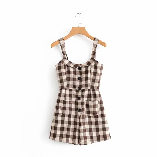Női kockás overall - rövid modell
