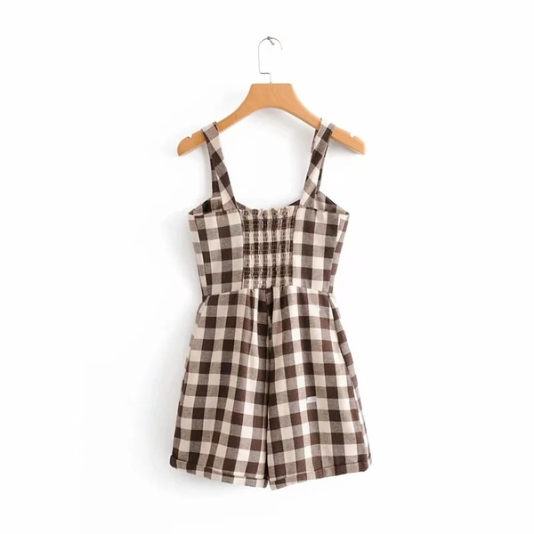 Női kockás overall - rövid modell