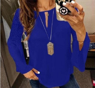 Alkalmi női blúz csipkével és O-nyakkal több színben