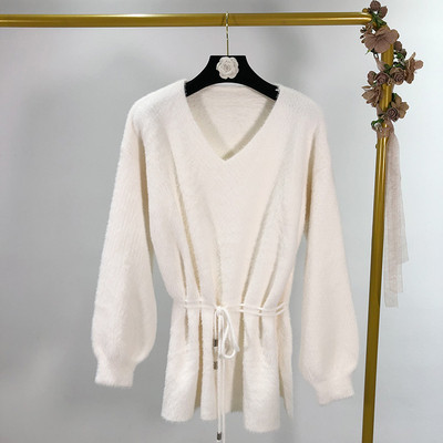 Női pulóver derékkötővel, négy színben