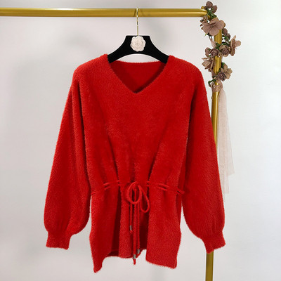 Női pulóver derékkötővel, négy színben