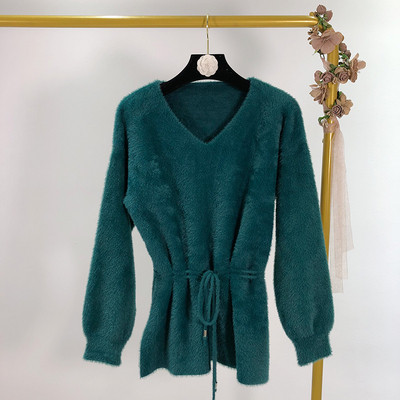 Női pulóver derékkötővel, négy színben