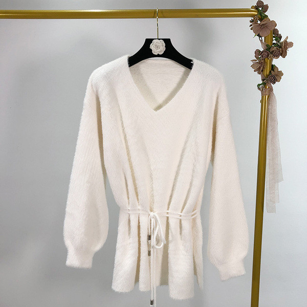 Női pulóver derékkötővel, négy színben