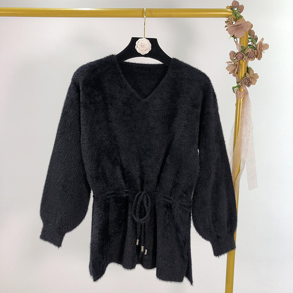 Női pulóver derékkötővel, négy színben