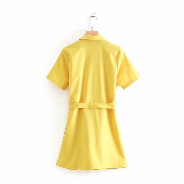 Rochie de dama cu maneca scurta si centura in talie