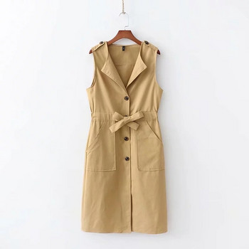 Alkalmi női ruha zsebekkel és övvel