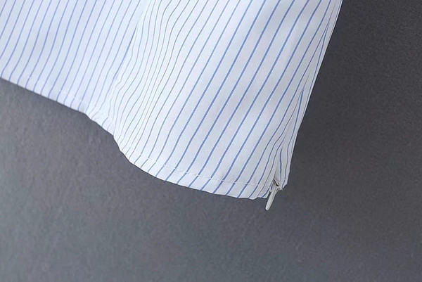 Női csíkos blúz O-nyakkal