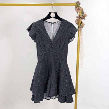 Rochie de damă cu decolteu în V adânc și mâneci lotus scurte