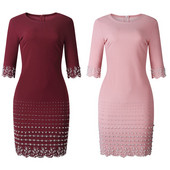 Alkalmi női ruha 3/4-es ujjal és O-nyakú két színben