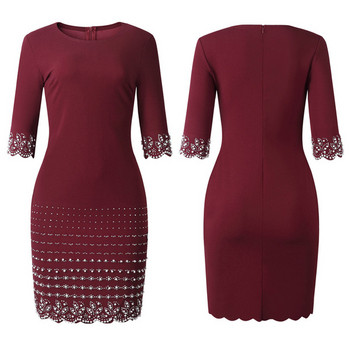 Alkalmi női ruha 3/4-es ujjal és O-nyakú két színben