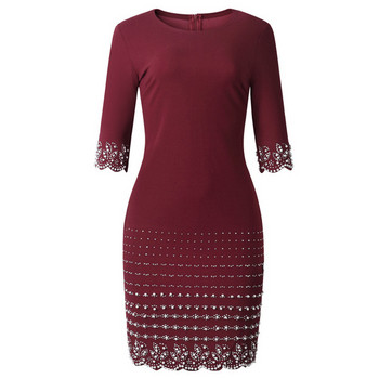 Alkalmi női ruha 3/4-es ujjal és O-nyakú két színben