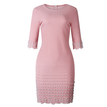 Alkalmi női ruha 3/4-es ujjal és O-nyakú két színben