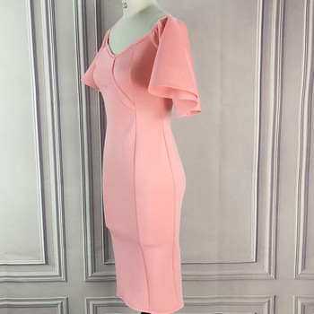 Rochie elegantă de damă, cu mâneci largi și umerii goi, în culoarea roz