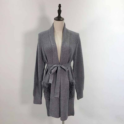 Cardigan lung de dama cu buzunare pentru par