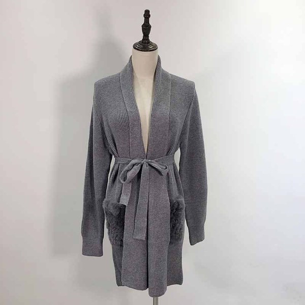 Cardigan lung de dama cu buzunare pentru par