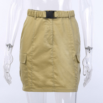 Fusta casual de dama cu talie inalta cu curea