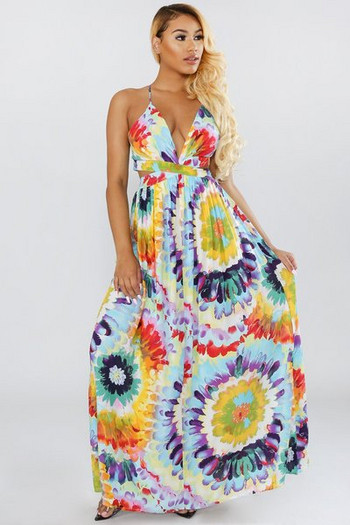 Rochie casual de dama cu bretele subtiri si decolteu adanc