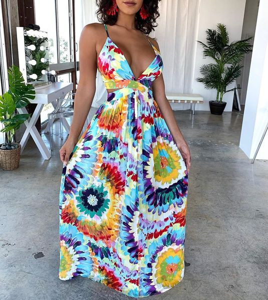 Rochie casual de dama cu bretele subtiri si decolteu adanc