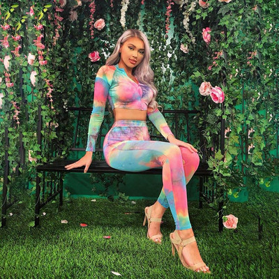 Set de pantaloni și bluză multicolore modern pentru femei