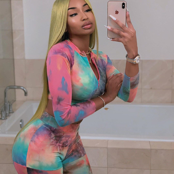 Set de pantaloni și bluză multicolore modern pentru femei