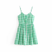 Rochie dama in carouri cu bretele subtiri de culoare verde