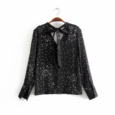 Modern női blúz fekete szalaggal