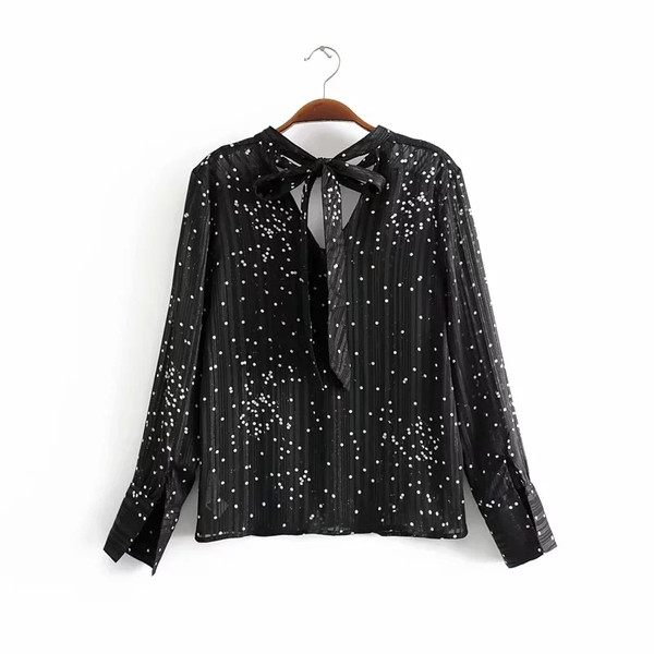 Modern női blúz fekete szalaggal