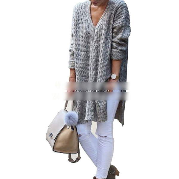 Modern női pulóver mély nyakkivágással és hosszú ujjú szürke és fekete színben